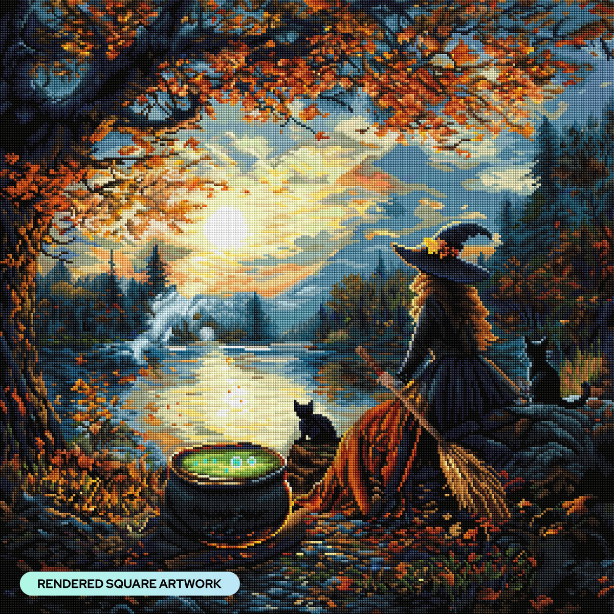 Diamond Painting Waiting for the Sun to Set 25.6" x 25.6" (65cm x 65cm) / Square with 59 Colors including 1 AB and 4 Fairy Dust Diamonds / 68,121