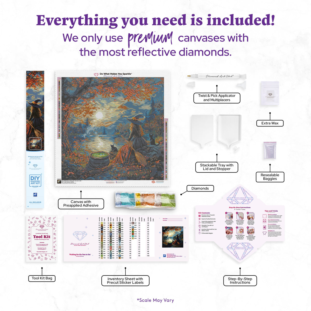 Diamond Painting Waiting for the Sun to Set 25.6" x 25.6" (65cm x 65cm) / Square with 59 Colors including 1 AB and 4 Fairy Dust Diamonds / 68,121