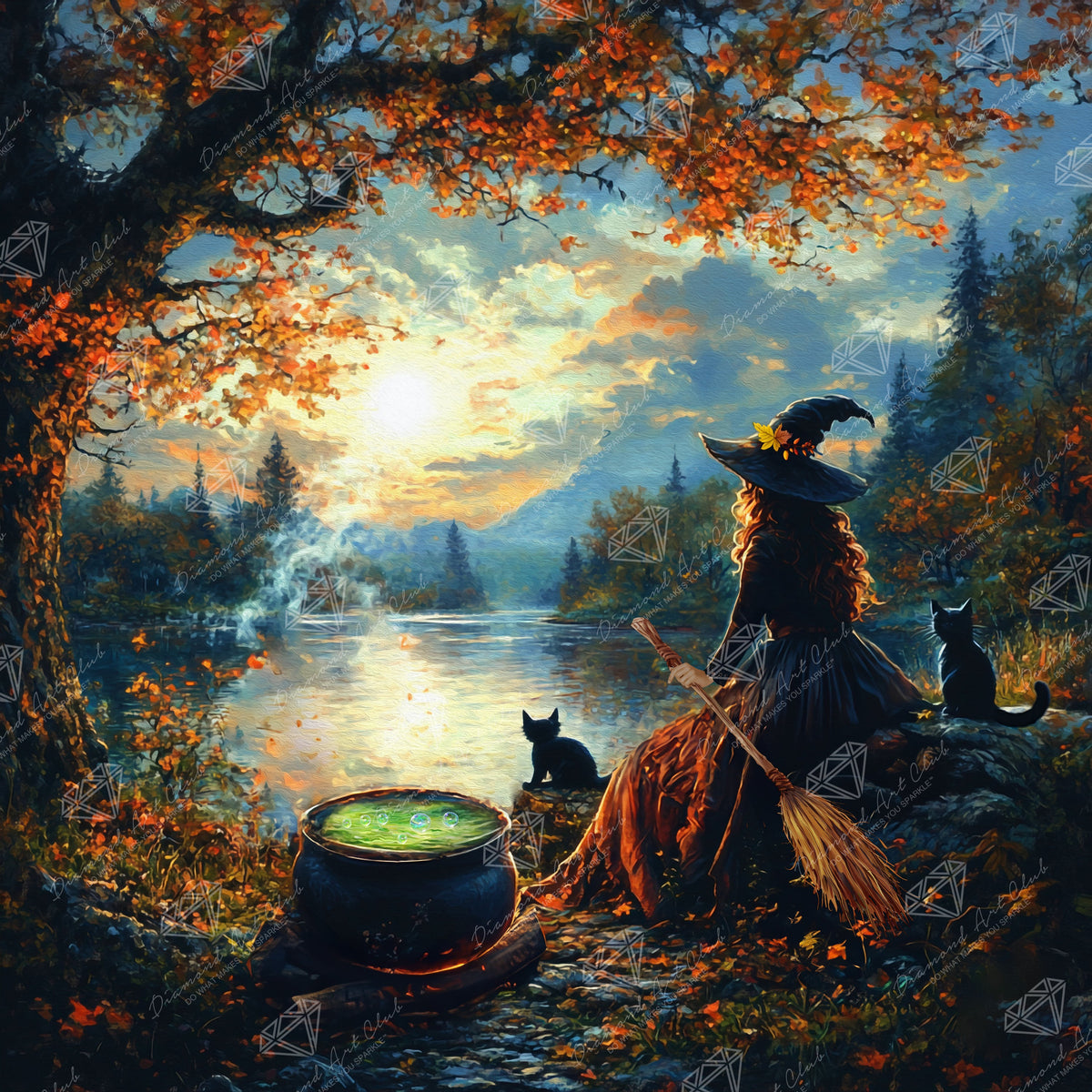 Diamond Painting Waiting for the Sun to Set 25.6" x 25.6" (65cm x 65cm) / Square with 59 Colors including 1 AB and 4 Fairy Dust Diamonds / 68,121