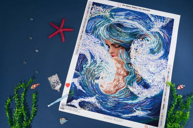 Diamond Painting Wave Mermaid 22" x 28" (55.8cm x 70.7cm) / Square With 59 Colors Including 1 ABs and 2 Fairy Dust Diamonds / 63,616