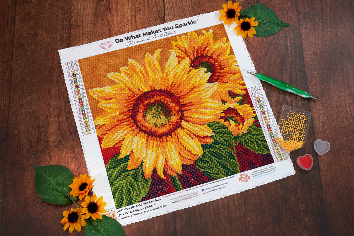 Diamond Painting We Are Sun - AMZ 13" x 13" (32.8cm x 32.8cm) / Round with 23 Colors including 2 ABs / 13,689
