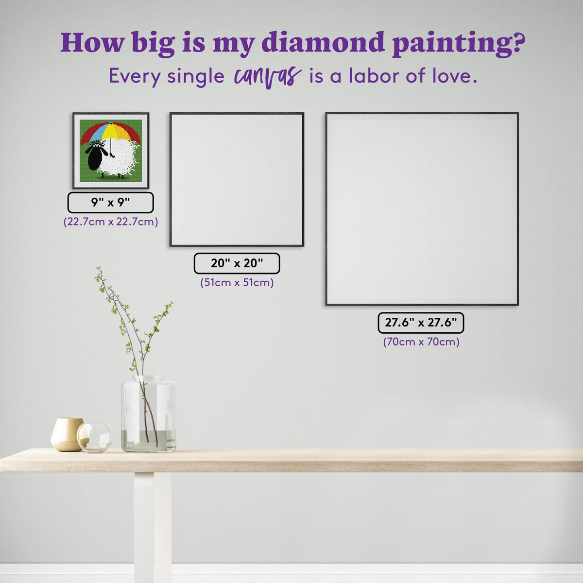 Diamond Painting We're Under the Weather Ewe 9" x 9" (22.7cm x 22.7cm) / Round with 11 Colors including 1 ABs / 6,561