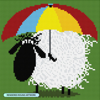 Diamond Painting We're Under the Weather Ewe 9" x 9" (22.7cm x 22.7cm) / Round with 11 Colors including 1 ABs / 6,561