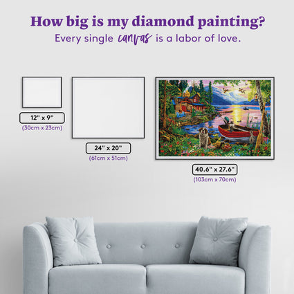 Diamond Painting Weekend Retreat 40.6" x 27.6" (103cm x 70cm) / Square with 62 Colors including 3 ABs and 3 Fairy Dust Diamonds / 116,053