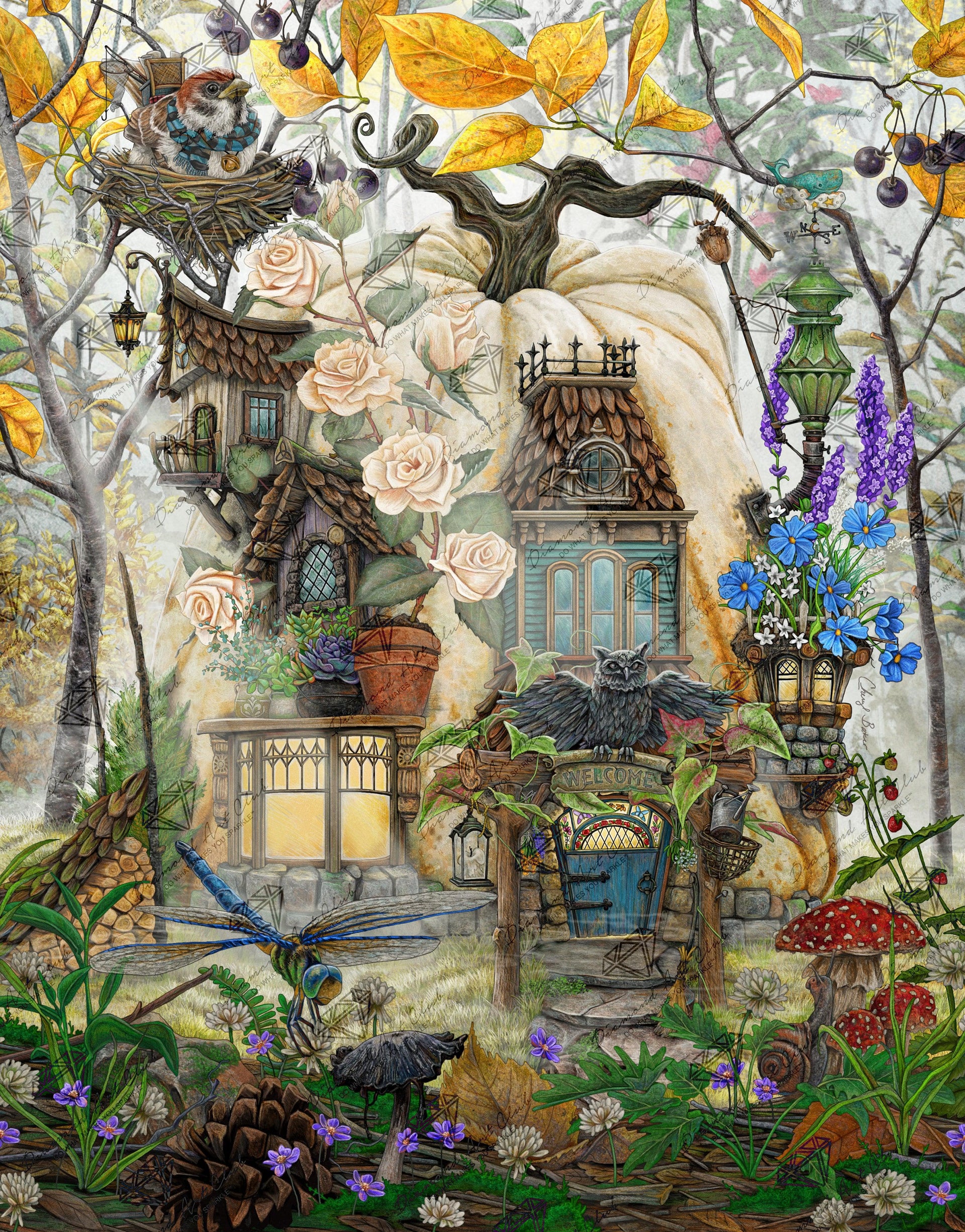 Diamond Painting Welcome Home 25.6" x 32.7" (65cm x 83cm) / Square with 63 Colors including 5 ABs and 1 Fairy Dust Diamonds / 86,913