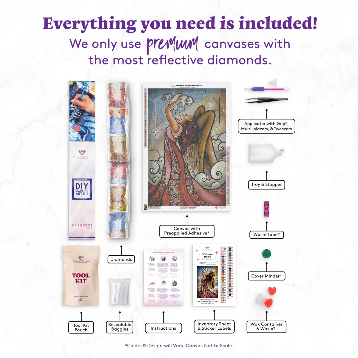 Diamond Painting Welcome Home 22" x 33" (55.8cm x 83.7cm) / Square with 64 Colors including 2 ABs and 1 Iridescent Diamonds and 1 Glow in the Dark Diamonds and 1 Fairy Dust Diamonds / 75,264