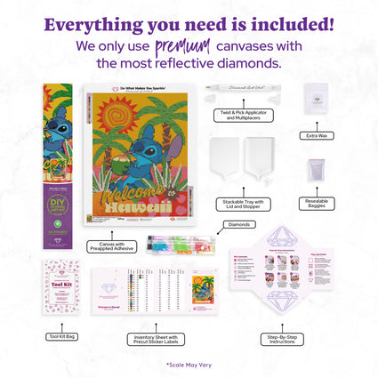 Diamond Painting Welcome to Hawaii 17" x 22" (42.9cm x 55.6cm) / Round with 19 Colors including 1 AB and 3 Fairy Dust Diamonds / 31,512