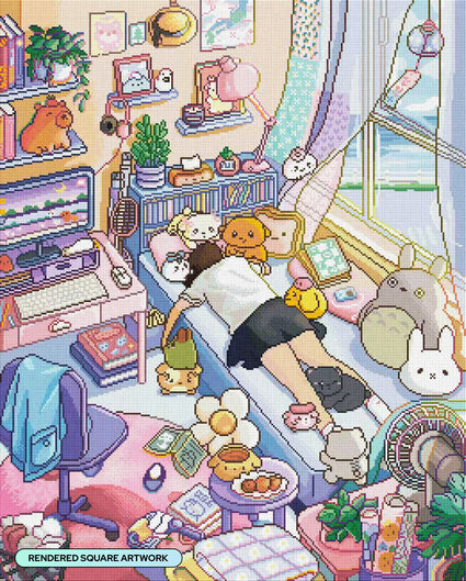 Diamond Painting Welcome to My Room! 25.6" x 31.9" (65cm x 80.9cm) / Square with 101 Colors including 2 ABs and 6 Fairy Dust Diamonds / 84,825