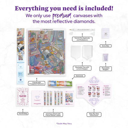 Diamond Painting Welcome to My Room! 25.6" x 31.9" (65cm x 80.9cm) / Square with 101 Colors including 2 ABs and 6 Fairy Dust Diamonds / 84,825