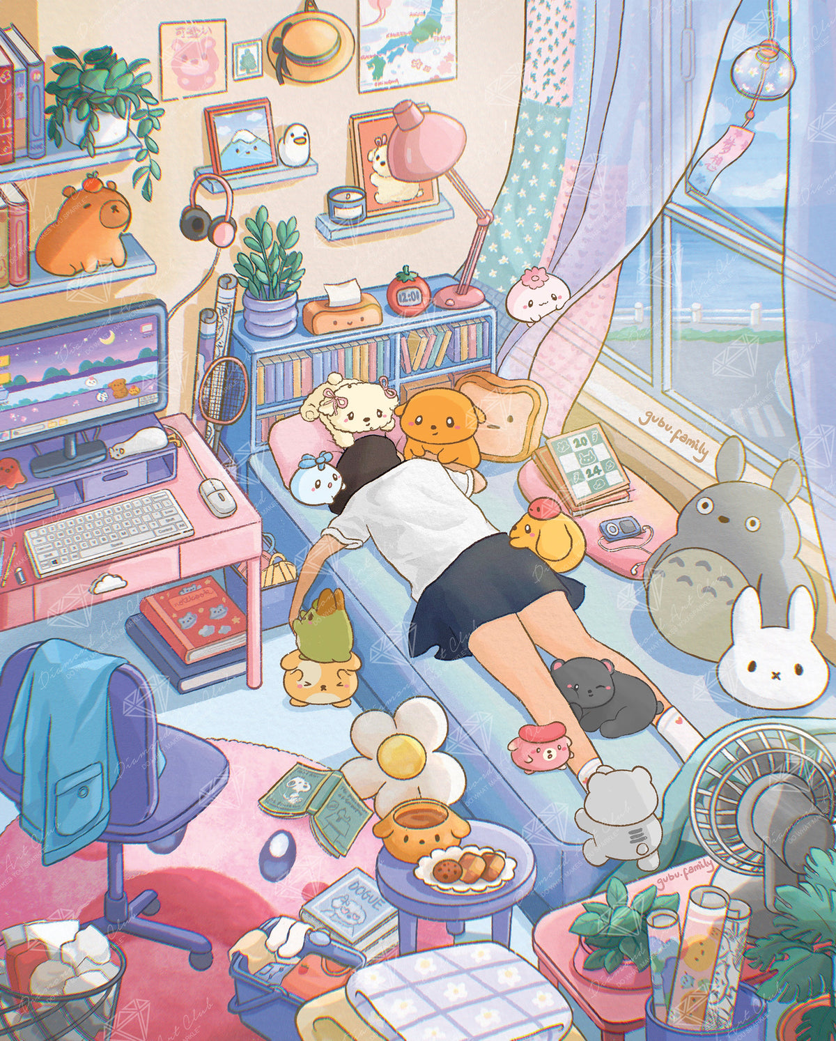 Diamond Painting Welcome to My Room! 25.6" x 31.9" (65cm x 80.9cm) / Square with 101 Colors including 2 ABs and 6 Fairy Dust Diamonds / 84,825