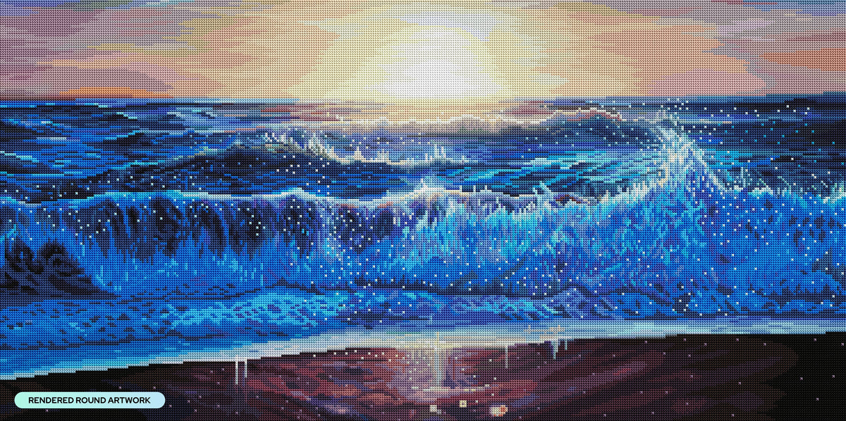 Diamond Painting West Coast Ocean 40" x 20" (101.8cm x 50.6cm) / Round with 79 Colors including 2 ABs and 1 Frosted Diamond and 4 Fairy Dust Diamonds / 68,080