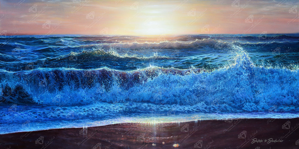 Diamond Painting West Coast Ocean 40" x 20" (101.8cm x 50.6cm) / Round with 79 Colors including 2 ABs and 1 Frosted Diamond and 4 Fairy Dust Diamonds / 68,080