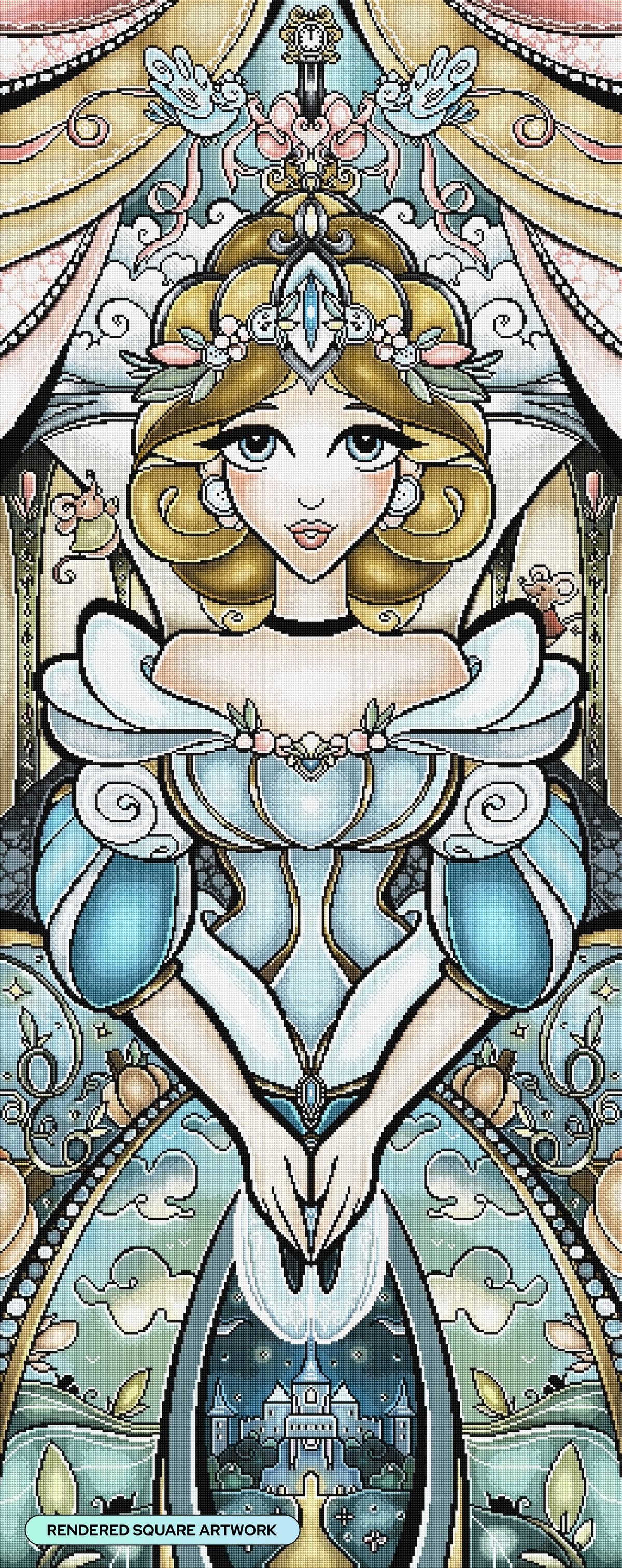 Diamond Painting When the Clock Strikes Twelve 25.6" x 64.6" (65cm x 163.8cm) / Square with 62 Colors including 2 ABs and 3 Fairy Dust Diamonds / 171,738