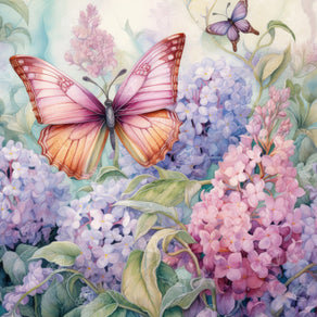 Diamond Painting Whimsical Butterflies 22" x 22" (55.6cm x 55.6cm) / Round with 53 Colors including 2 ABs and 3 Fairy Dust Diamonds / 40,804