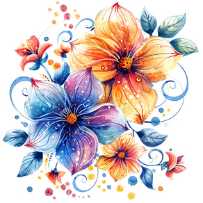 Diamond Painting Whimsical Flowers 22" x 22" (55.6cm x 55.6cm) / Round With 57 Colors Including 2 ABs and 2 Fairy Dust Diamonds / 40,804