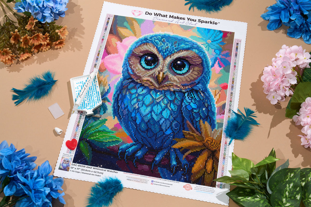 Diamond Painting Whimsical Watcher 13" x 17" (33cm x 42.7cm) / Round with 85 Colors including 2 ABs and 4 Fairy Dust Diamonds / 18,600