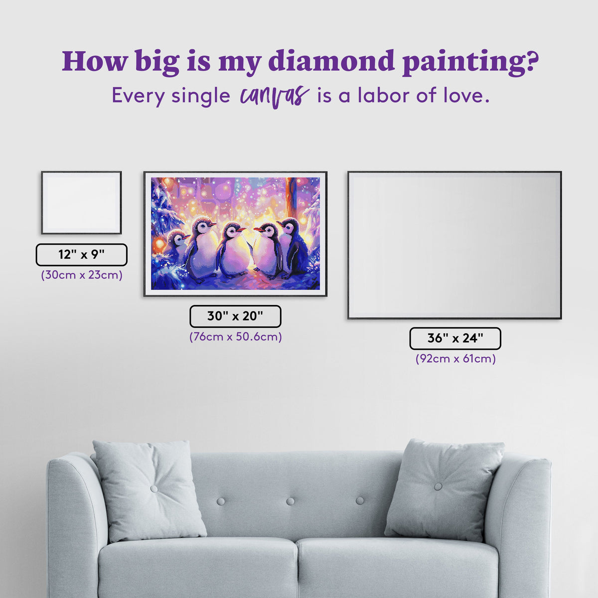 Diamond Painting Whimsical Winter Friends 30" x 20" (76cm x 50.6cm) / Round with 74 Colors including 1 AB and 1 Special Diamond and 3 Fairy Dust Diamonds / 50,784
