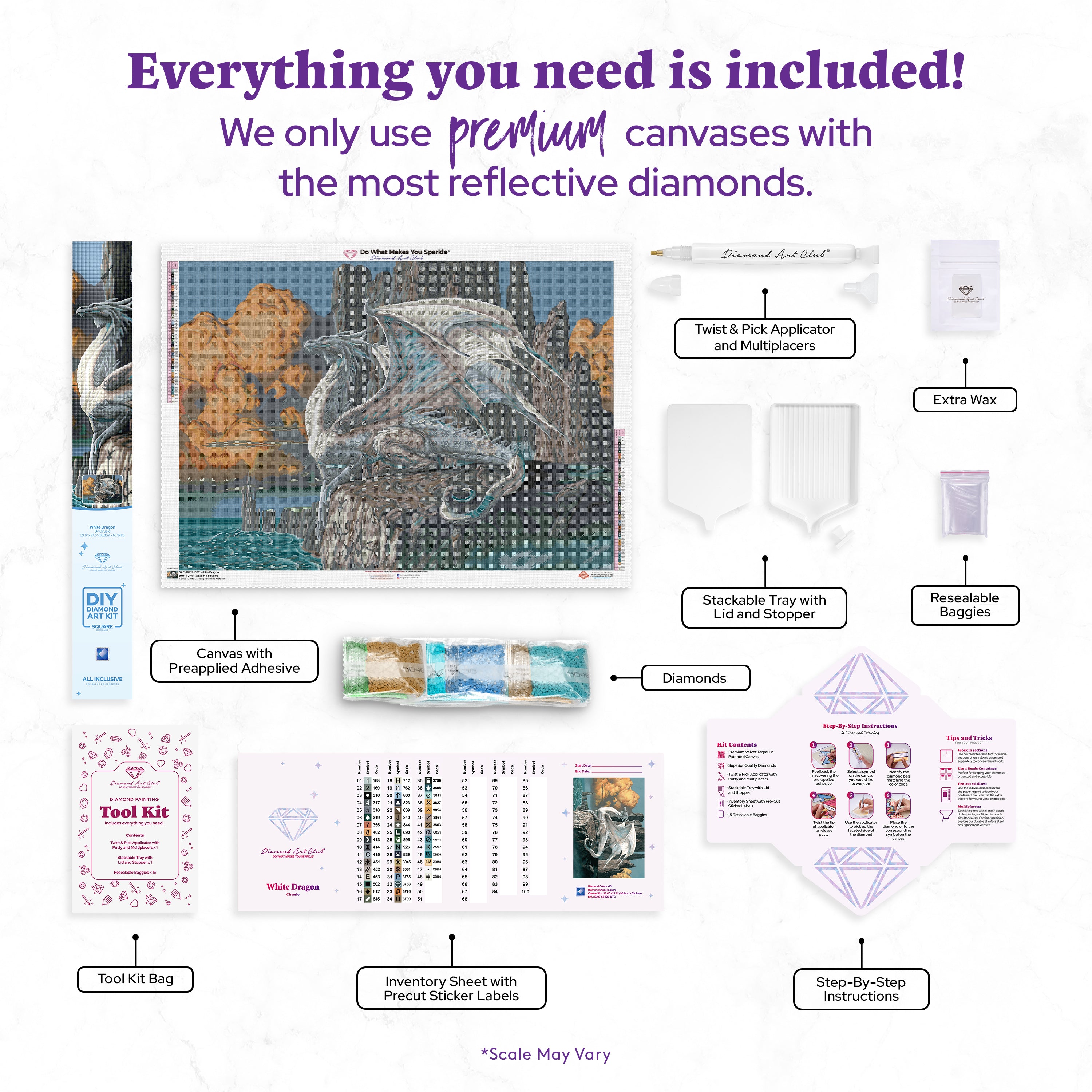 ホワイトドラゴン ダイヤモンドアートキット – Diamond Art Club