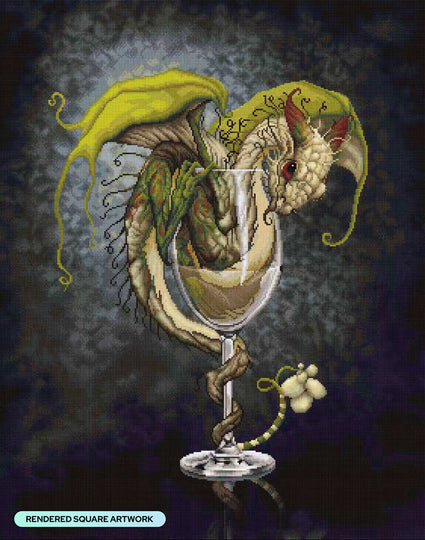 Diamond Painting White Wine Dragon 27.6" x 35" (69.9cm x 88.9cm) / Square with 47 Colors including 1 AB and 1 Iridescent Diamond and 3 Fairy Dust Diamonds / 100,317