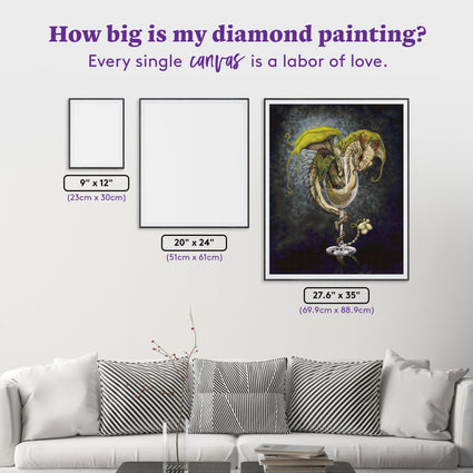Diamond Painting White Wine Dragon 27.6" x 35" (69.9cm x 88.9cm) / Square with 47 Colors including 1 AB and 1 Iridescent Diamond and 3 Fairy Dust Diamonds / 100,317