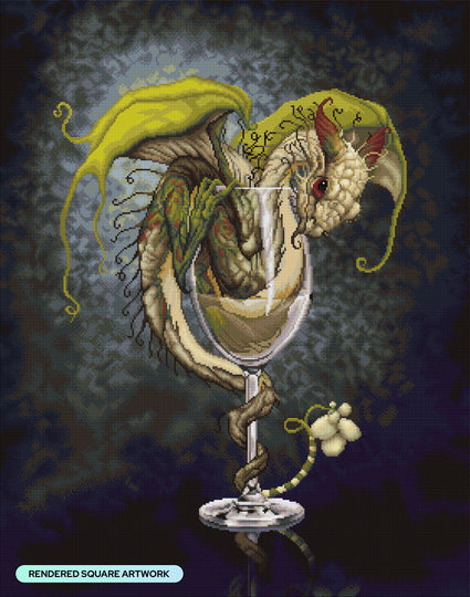 Diamond Painting White Wine Dragon 27.6" x 35" (69.9cm x 88.9cm) / Square with 47 Colors including 1 AB and 1 Iridescent Diamond and 3 Fairy Dust Diamonds / 100,317