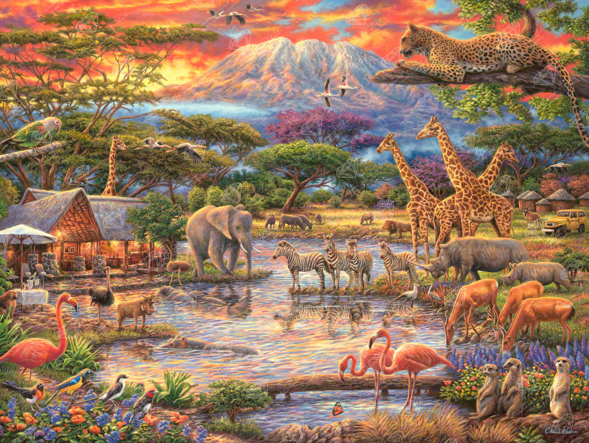 Diamond Painting Wild Africa 36.6" x 27.6" (92.8cm x 69.9cm) / Square With 56 Colors Including 1 AB and 4 Fairy Dust Diamonds / 104,813