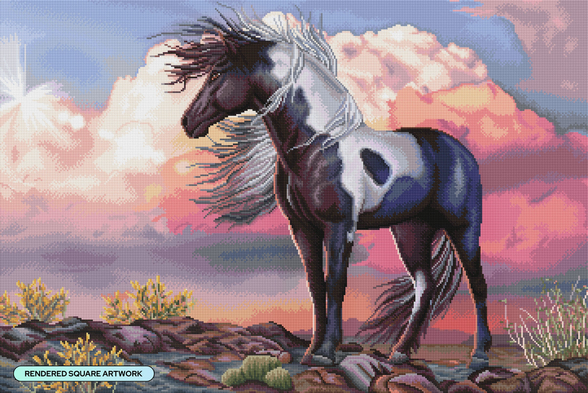 Diamond Painting Wild Spirit II 35.4" x 23.6" (89.9cm x 60cm) / Square with 61 Colors including 3 ABs and 4 Fairy Dust Diamonds / 87,001