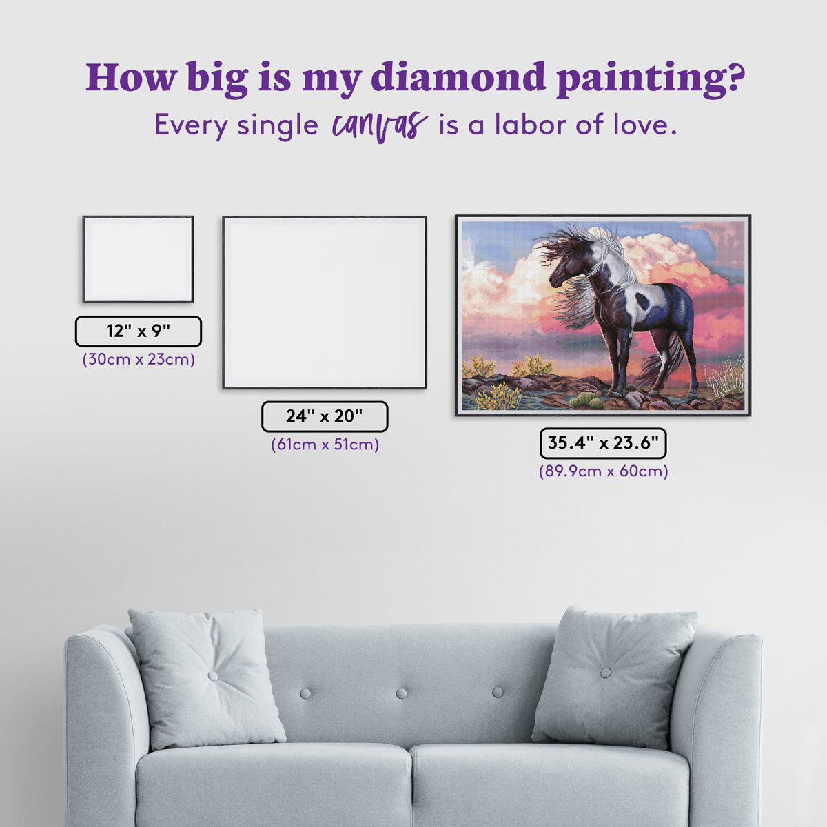 Diamond Painting Wild Spirit II 35.4" x 23.6" (89.9cm x 60cm) / Square with 61 Colors including 3 ABs and 4 Fairy Dust Diamonds / 87,001