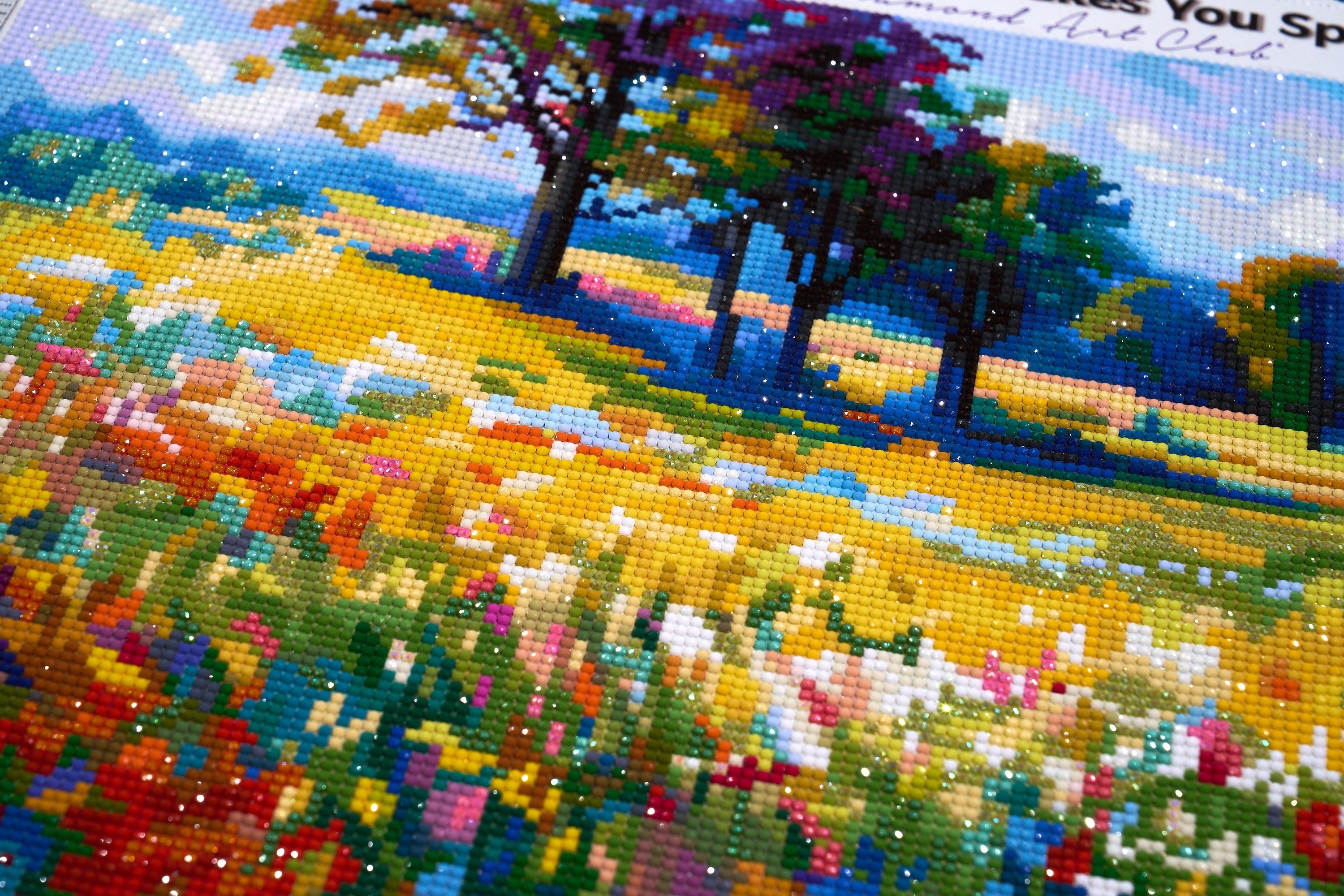 Wildflower Field with Trees in the Summer Countryside Diamond