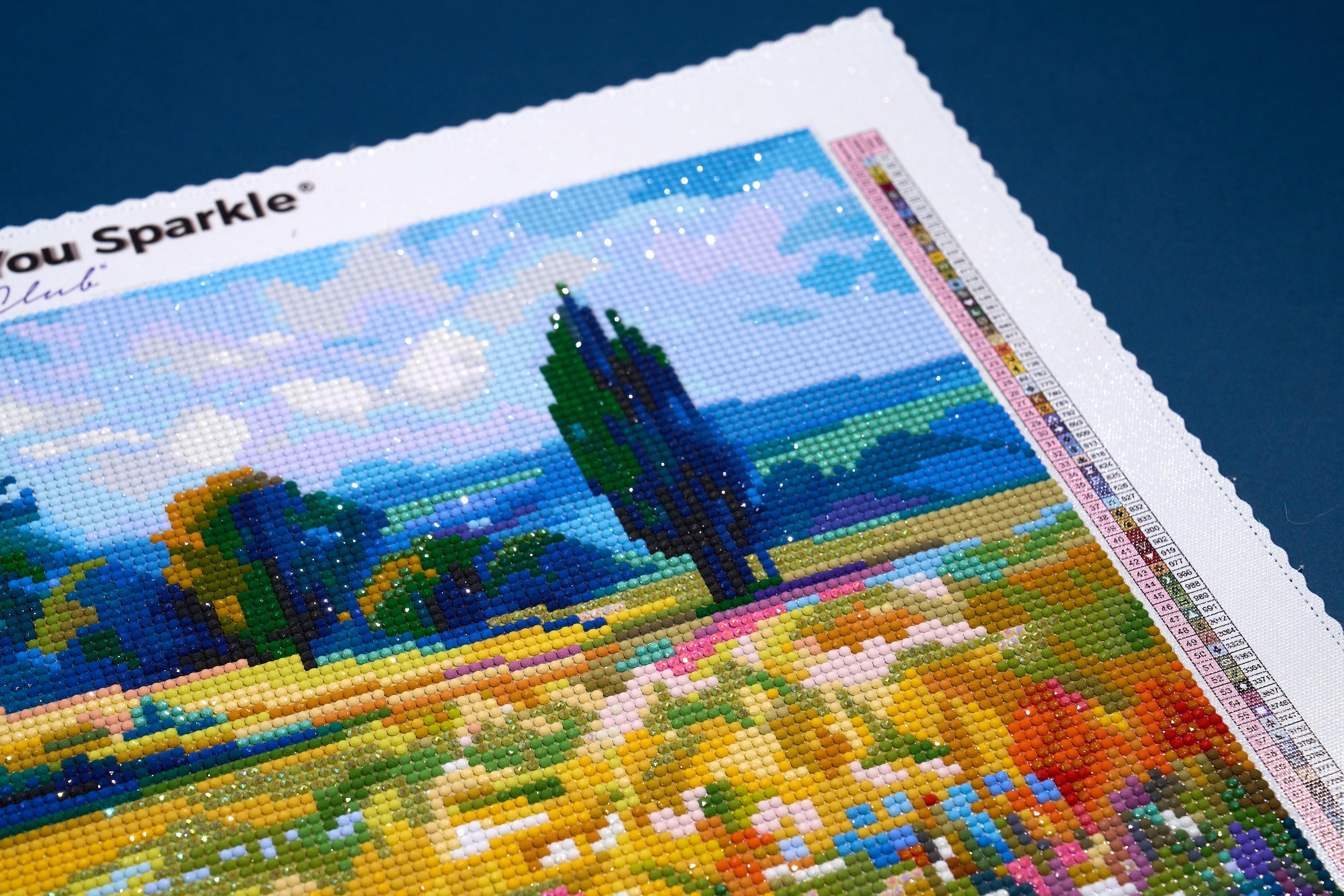 Wildflower Field with Trees in the Summer Countryside Diamond