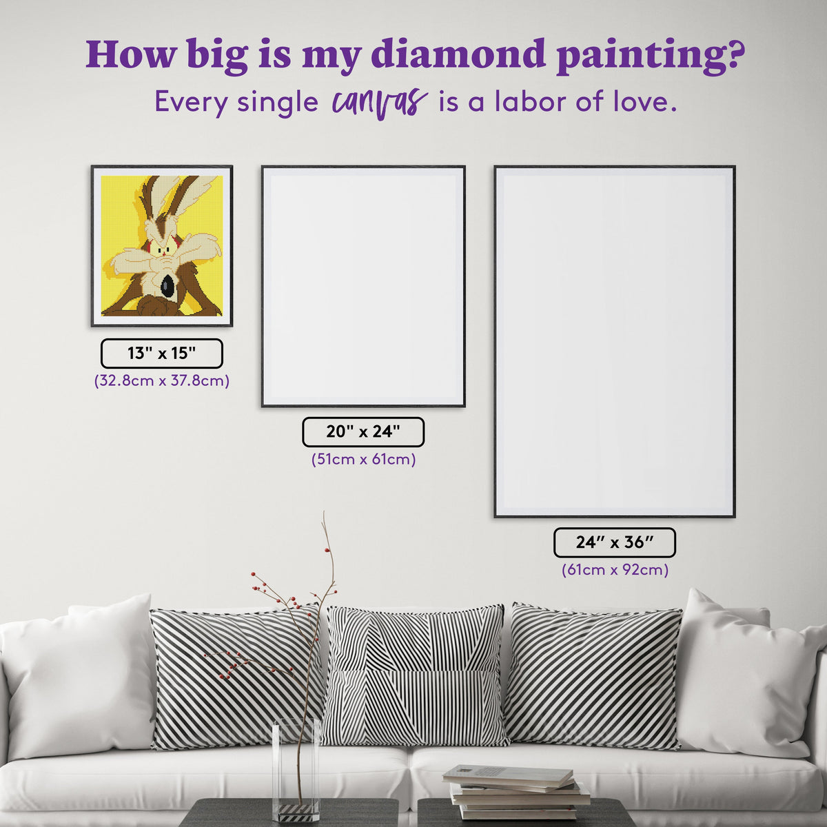 Diamond Painting Wile E. Coyote™ 13" x 15" (32.8cm x 37.8cm) / Round With 10 Colors Including 1 ABs / 15,795