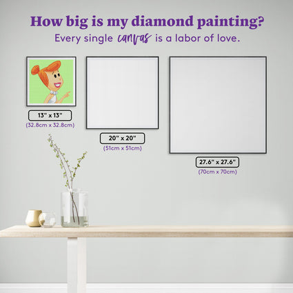 Diamond Painting Wilma Flintstone 13" x 13" (32.8cm x 32.8cm) / Round With 22 Colors including 1 AB Diamonds / 13,689
