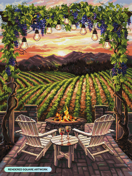Diamond Painting Wine at Sunset 27.6" x 36.6" (70cm x 93cm) / Square with 73 Colors including 1 AB and 3 Fairy Dust Diamonds / 104,813