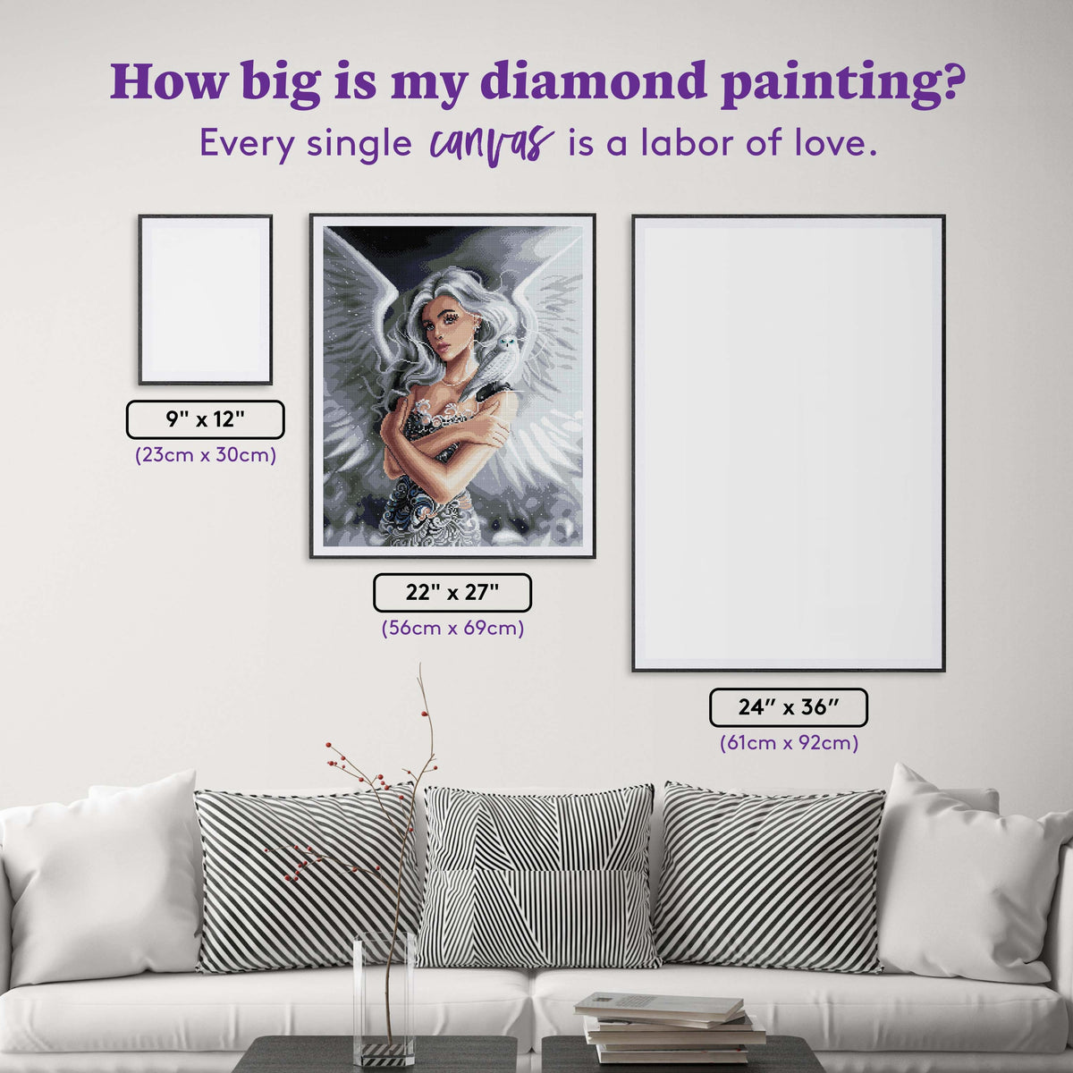 Diamond Painting Winged Princess 22" x 27" (56cm x 69cm) / Square with 26 Colors including 2 ABs / 60,333
