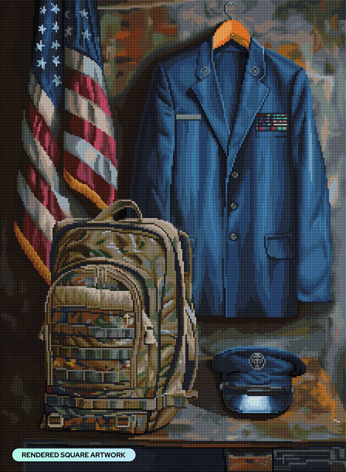 Diamond Painting Wings of Valor 22" x 30" (55.8cm x 75.9cm) / Square with 46 Colors including 1 AB and 1 Electro Diamond and 3 Fairy Dust Diamonds / 68,320