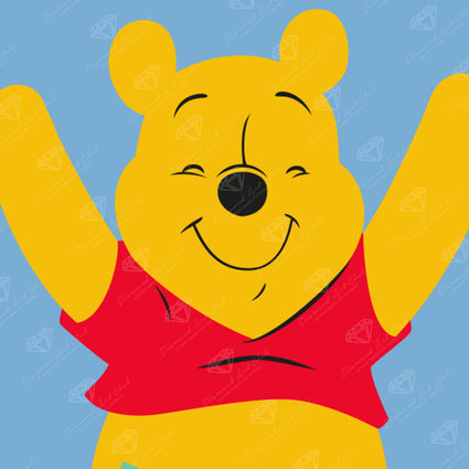 Diamond Painting Winnie the Pooh 9" x 9" (22.8cm x 22.8cm) / Round with 4 Colors including 1 Fairy Dust Diamond / 6,889
