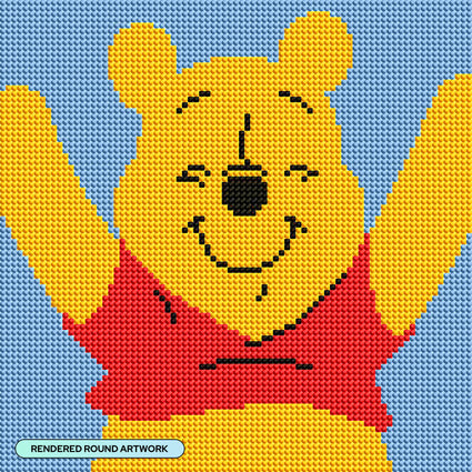 Diamond Painting Winnie the Pooh 9" x 9" (22.8cm x 22.8cm) / Round with 4 Colors including 1 Fairy Dust Diamond / 6,889