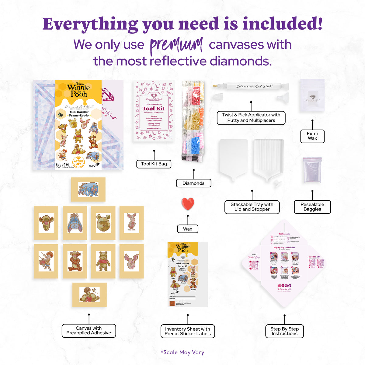 Diamond Painting Winnie the Pooh™ - Mini Dazzles™ 4" x 6" (10.2cm x 15.2cm) / Square With 28 Colors Including 28 Fairy Dust Diamonds / 6,356