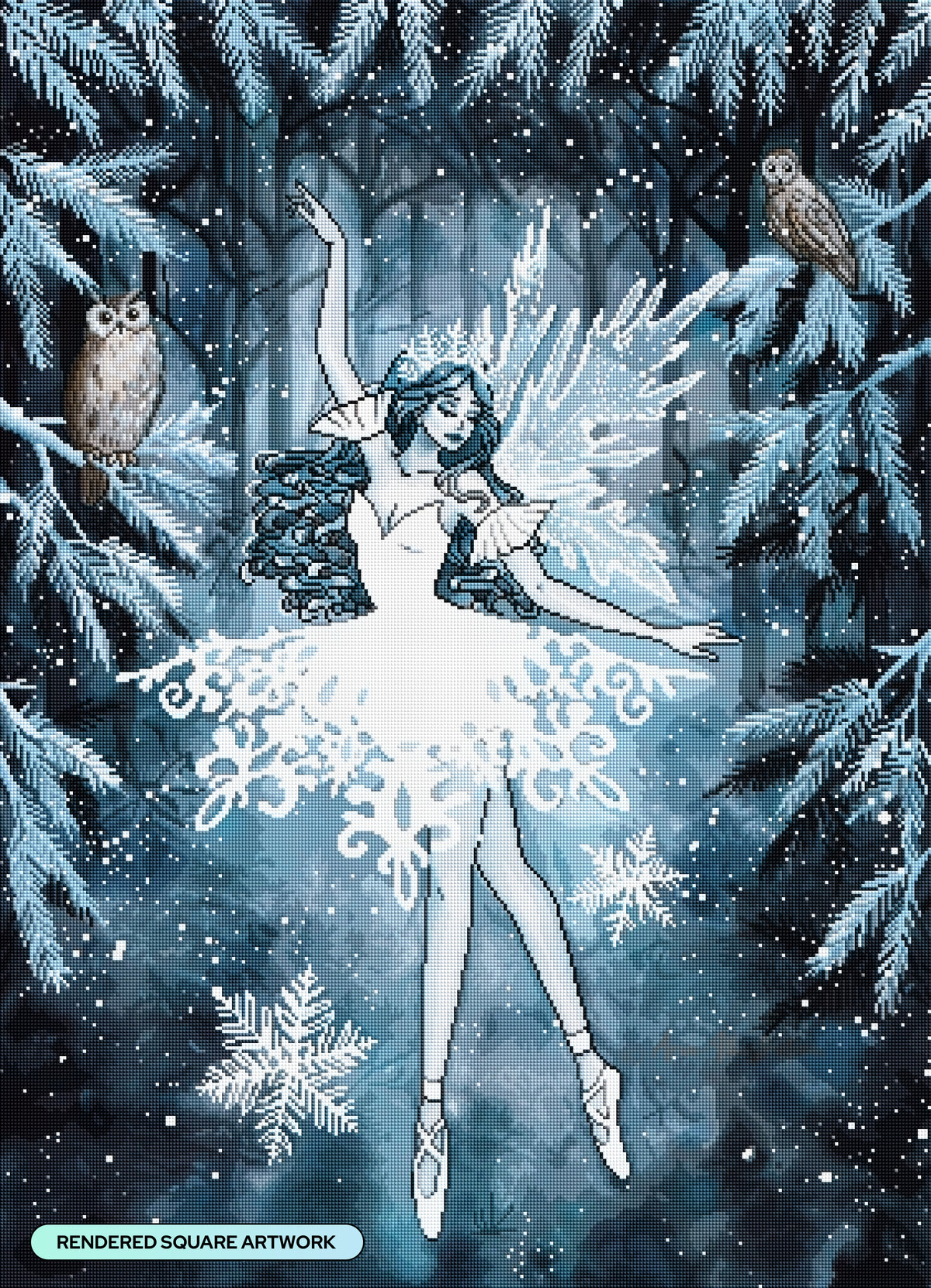 Diamond Painting Winter Ballet 27.6" x 38.2" (69.9cm x 96.8cm) / Square with 61 Colors including 1 AB and 3 Fairy Dust Diamonds / 109,309