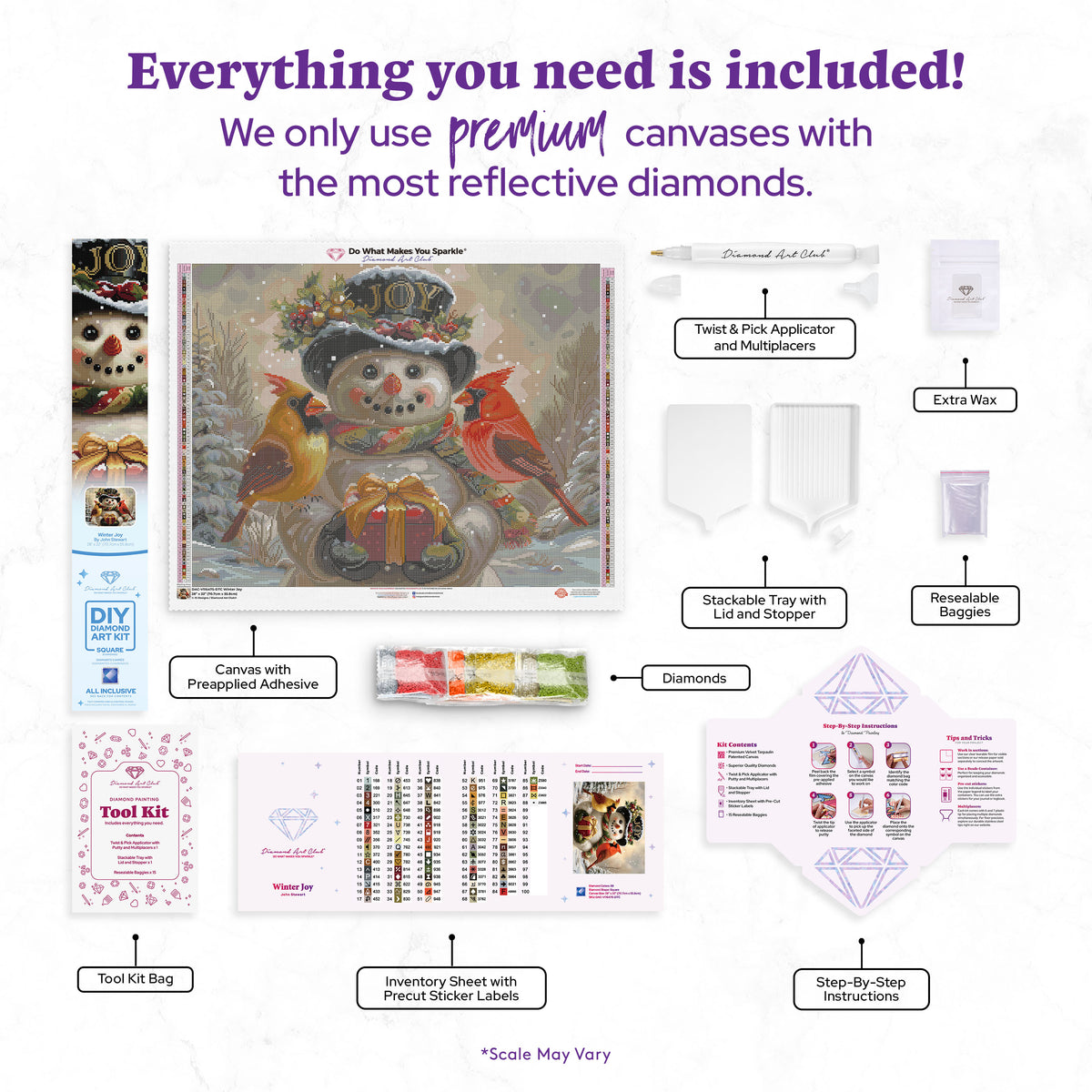 Diamond Painting Winter Joy 28" x 22" (70.7cm x 55.8cm) / Square with 88 Colors including 1 AB and 4 Fairy Dust Diamonds / 63,616
