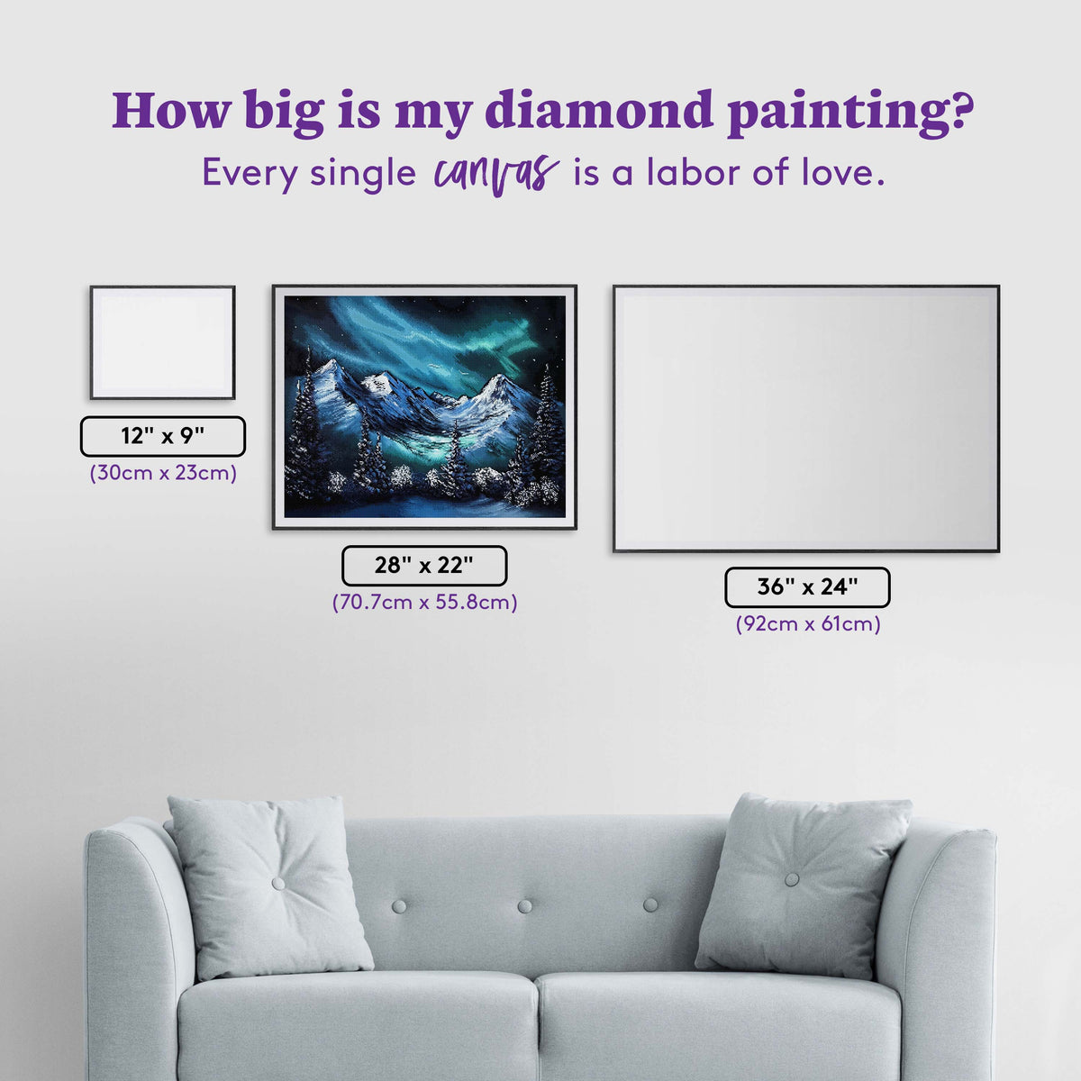 Diamond Painting Winter Lights 28" x 22" (70.7cm x 55.8cm) / Square with 35 Colors including 2 ABs and 4 Fairy Dust Diamonds / 63,616