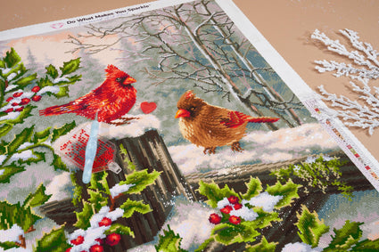 Diamond Painting Winter Visitors 20" x 27" (50.8cm x 69cm) / Square with 46 Colors including 4 ABs / 56,508