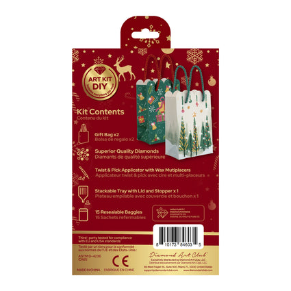 Diamond Painting Winter Wonderland & Jolly Gifts - Gift Bags (Set of 2) 7.3" x 4.7" (18.5cm x 12cm) / Round With 7 Colors Including 1 AB and 2 Iridescent Diamonds and 1 Fairy Dust Diamond / 1,693