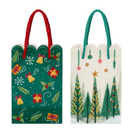 Diamond Painting Winter Wonderland & Jolly Gifts - Gift Bags (Set of 2) 7.3" x 4.7" (18.5cm x 12cm) / Round With 7 Colors Including 1 AB and 2 Iridescent Diamonds and 1 Fairy Dust Diamond / 1,693