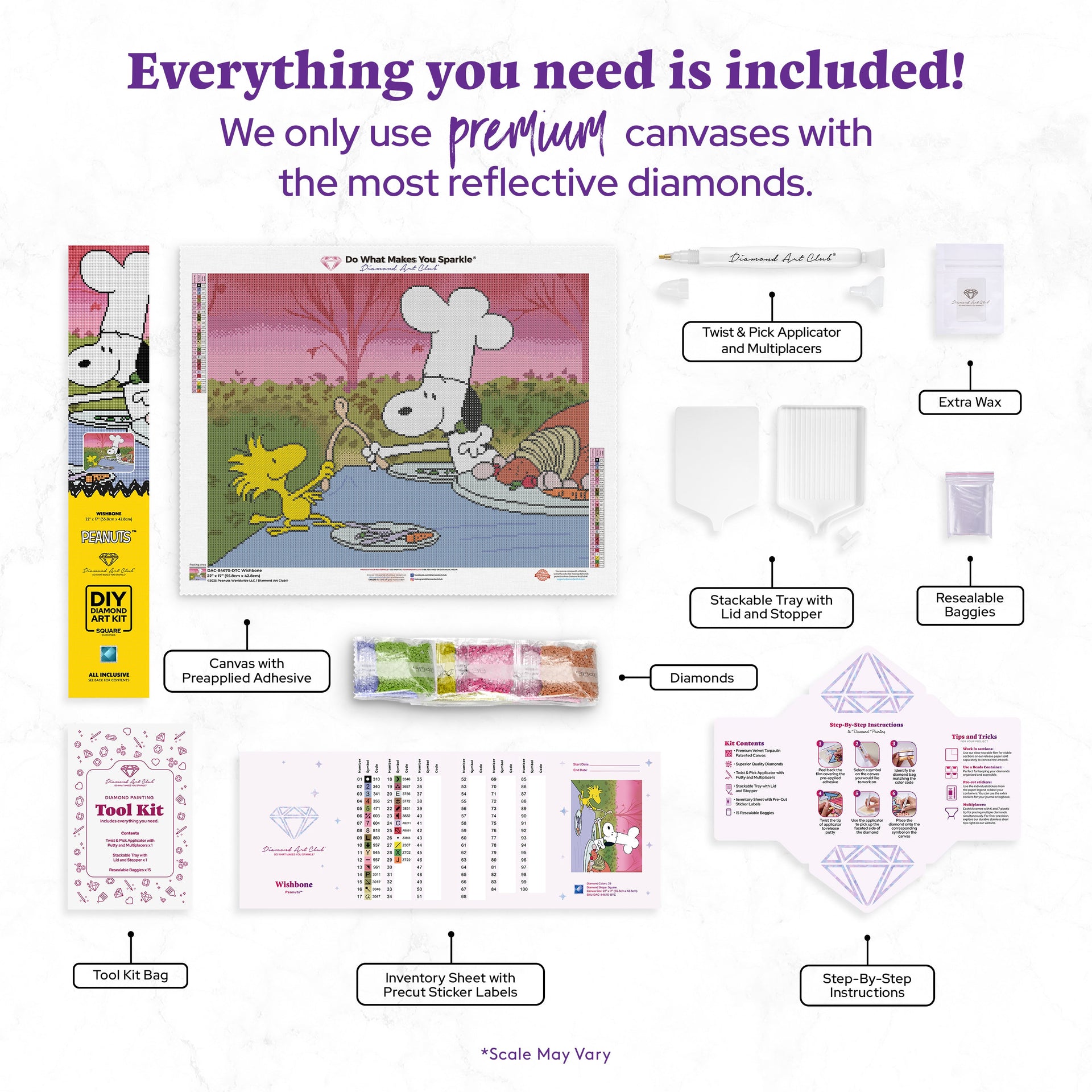 Diamond Painting Wishbone 22" x 17" (55.8cm x 42.8cm) / Square With 29 Colors including 2 ABs and 4 Fairy Dust Diamonds / 38,528