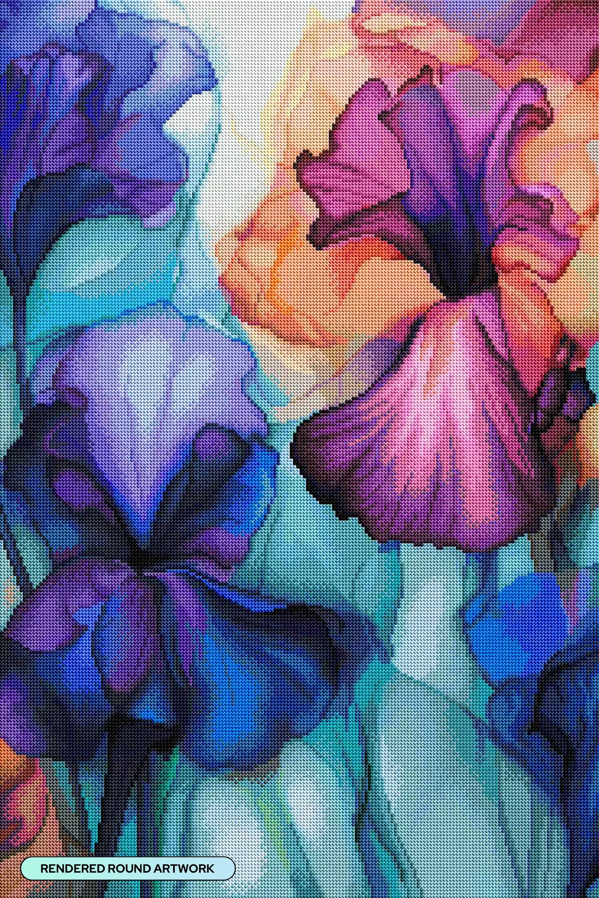 Diamond Painting Wispy Irises 20" x 30" (50.6cm x 76cm) / Round with 74 Colors including 1 AB and 3 Fairy Dust Diamonds / 50,784