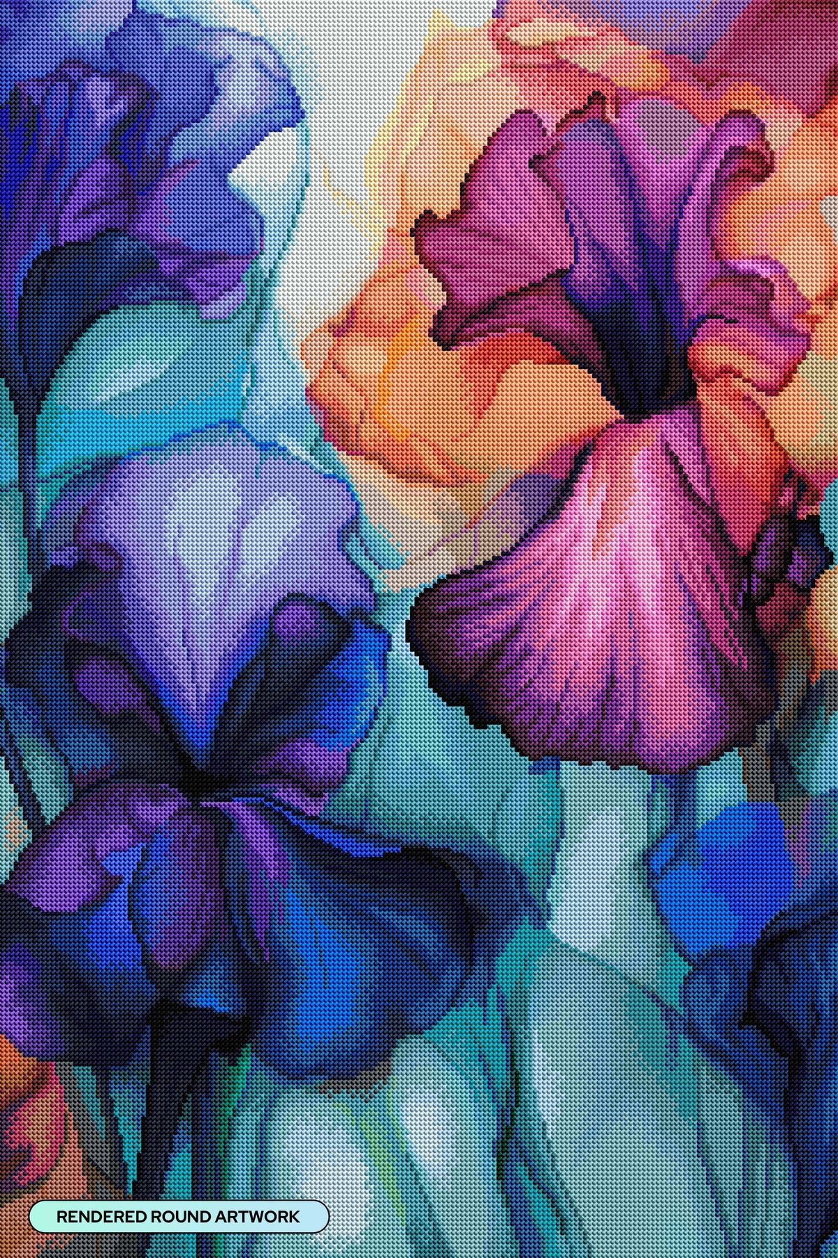 Diamond Painting Wispy Irises 20" x 30" (50.6cm x 76cm) / Round with 74 Colors including 1 AB and 3 Fairy Dust Diamonds / 50,784