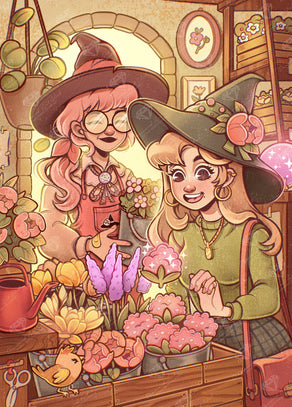 Diamond Painting Witch's Flower Shop 20" x 28" (50.7cm x 70.6cm) / Round With 64 Colors Including 4 ABs and 3 Fairy Dust Diamonds / 45,612