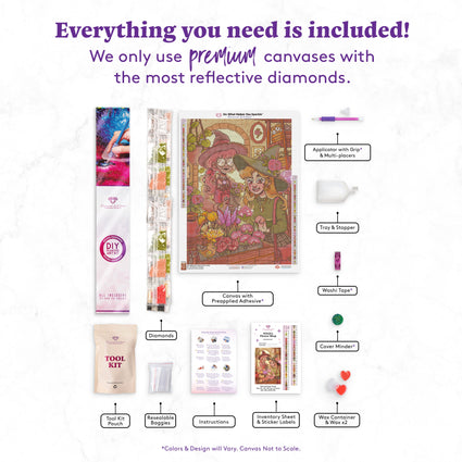 Diamond Painting Witch's Flower Shop 20" x 28" (50.7cm x 70.6cm) / Round With 64 Colors Including 4 ABs and 3 Fairy Dust Diamonds / 45,612