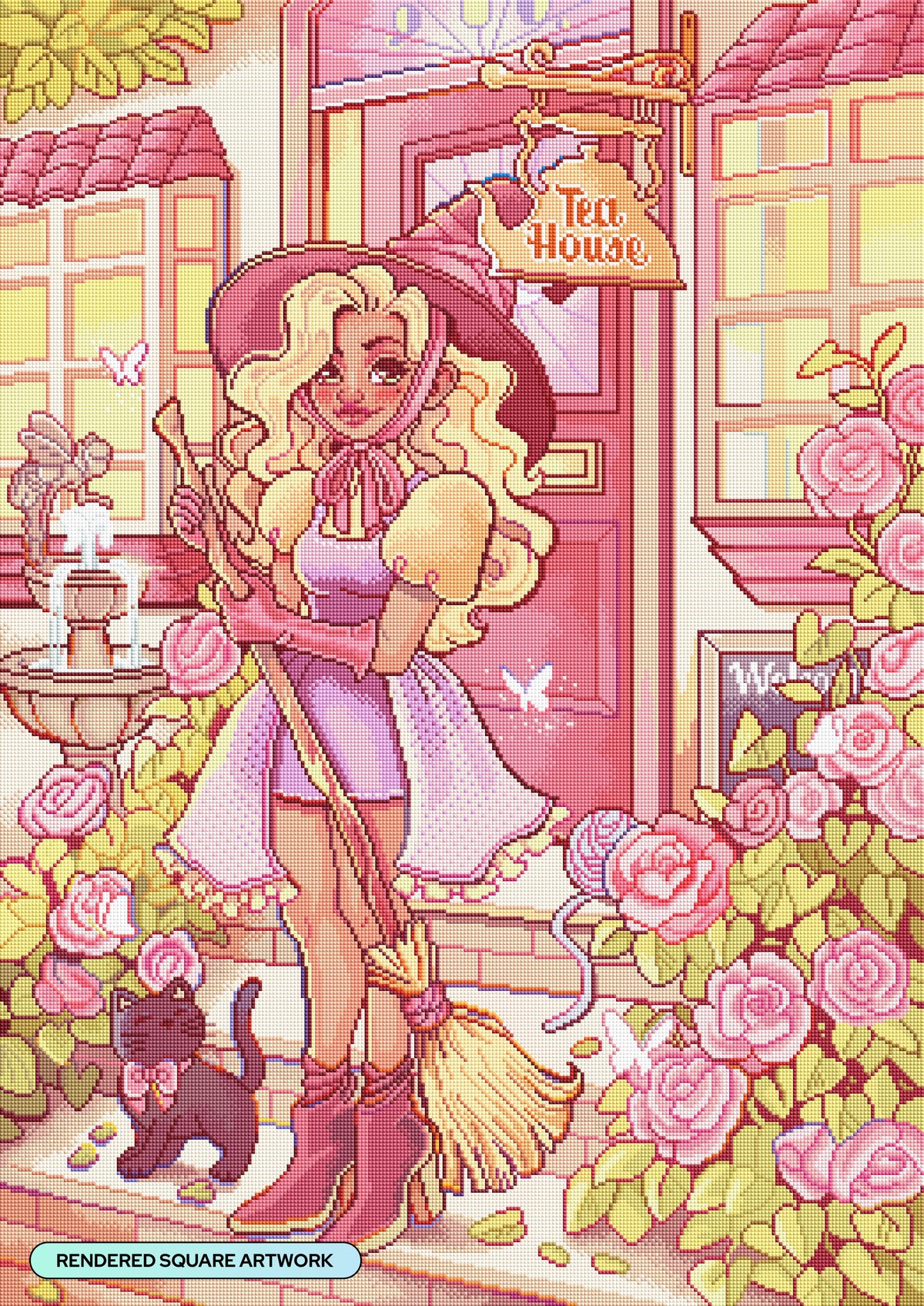 Diamond Painting Witch's Tea House 25.6" x 36.2" (65cm x 92cm) / Square With 79 Colors Including 4 ABs and 1 Frosted Diamond and 4 Fairy Dust Diamonds / 96,309